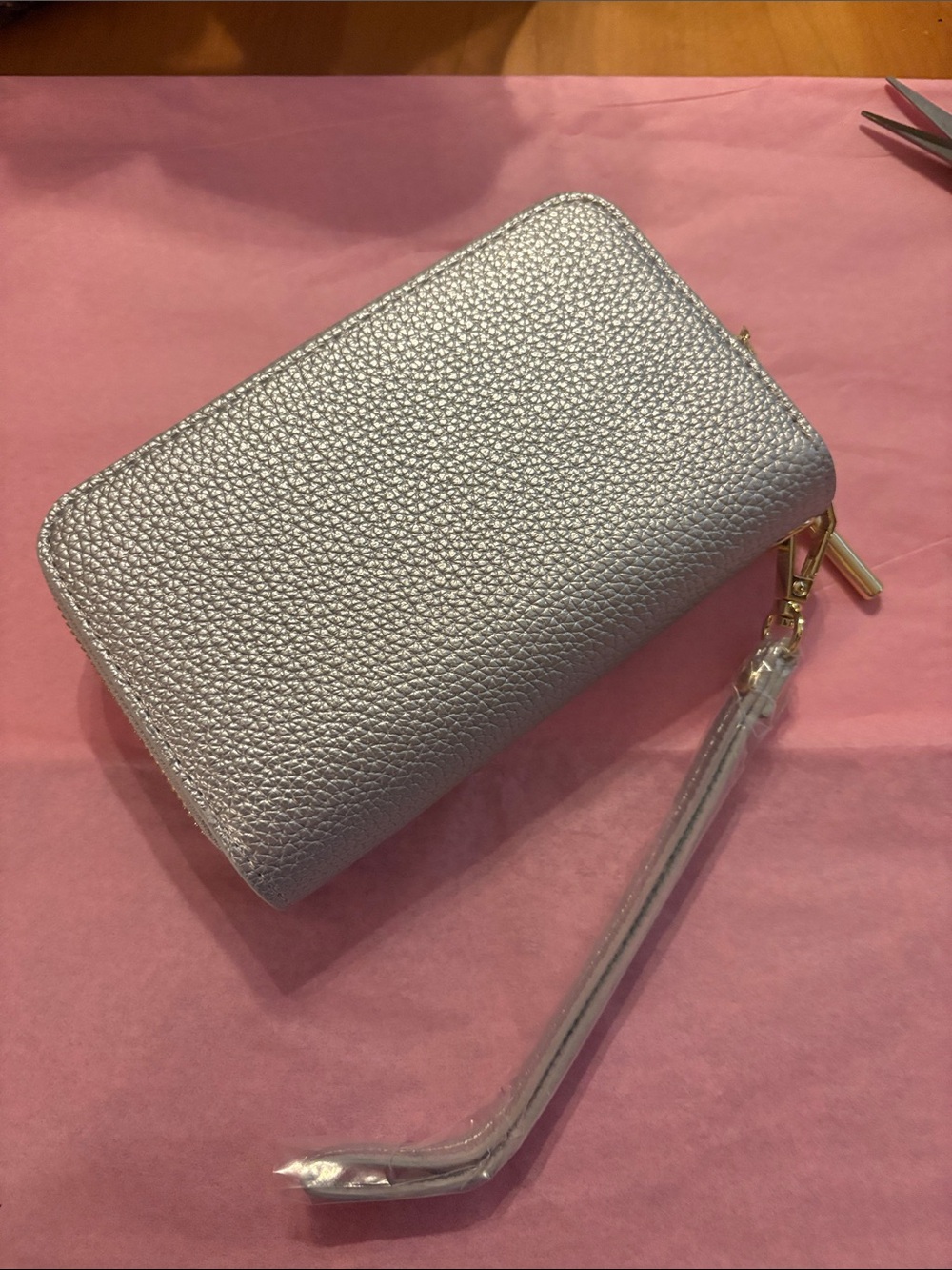 Metallic Silver Wristlet Wallet - Women's Clutch